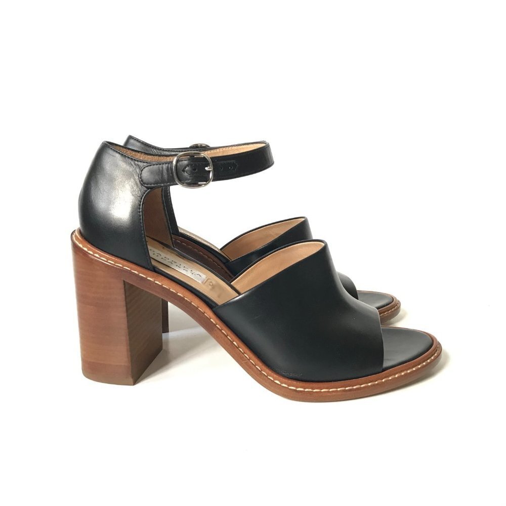 Gabriela Hearst Beau Sandals Shoes Womens 41.5 Black Leather Block Heel Buckle - Picture 14 of 14